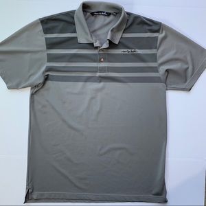 Large Travis Mathew Grey Striped Golf Polo Shirt